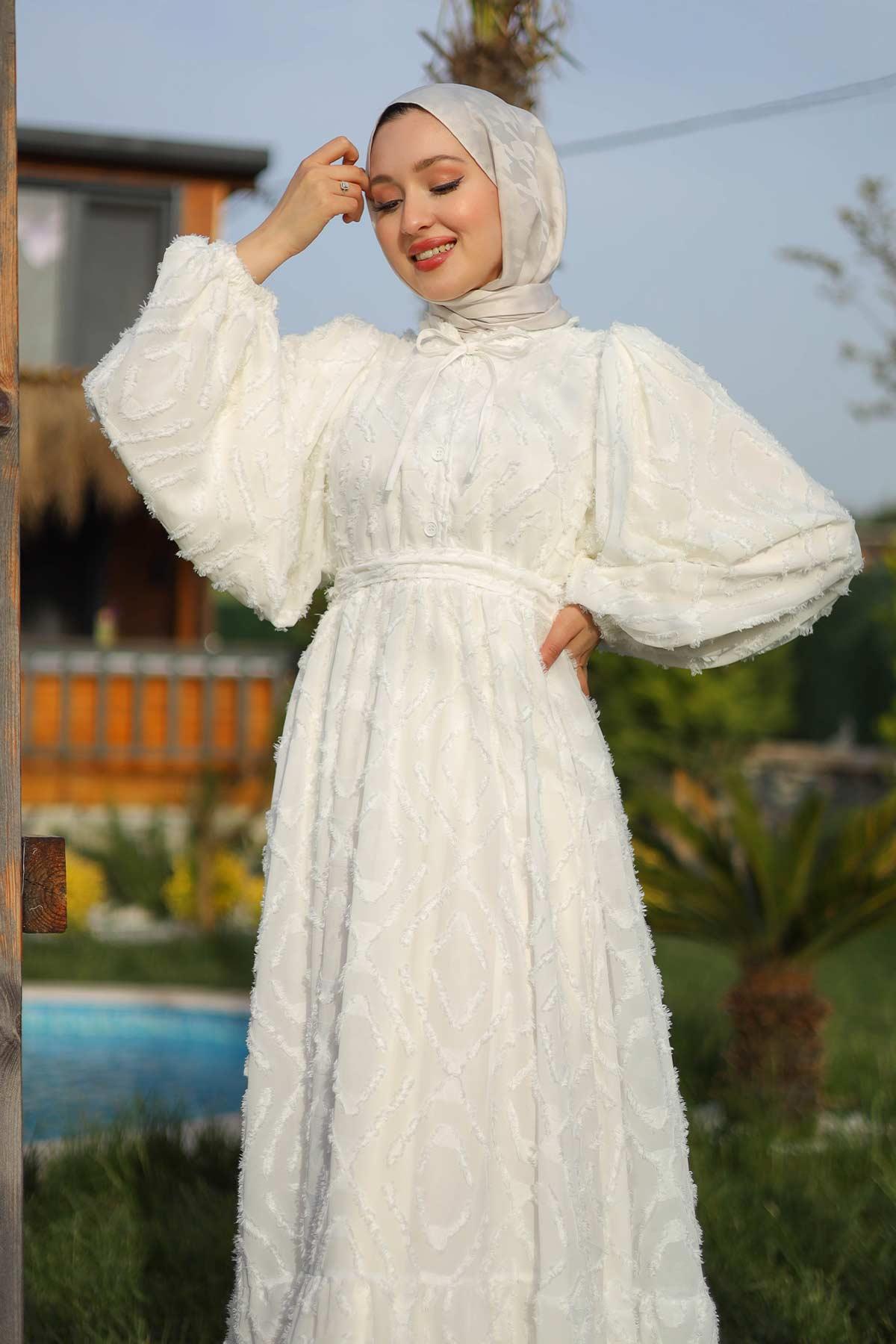 Rose Elbise Ekru