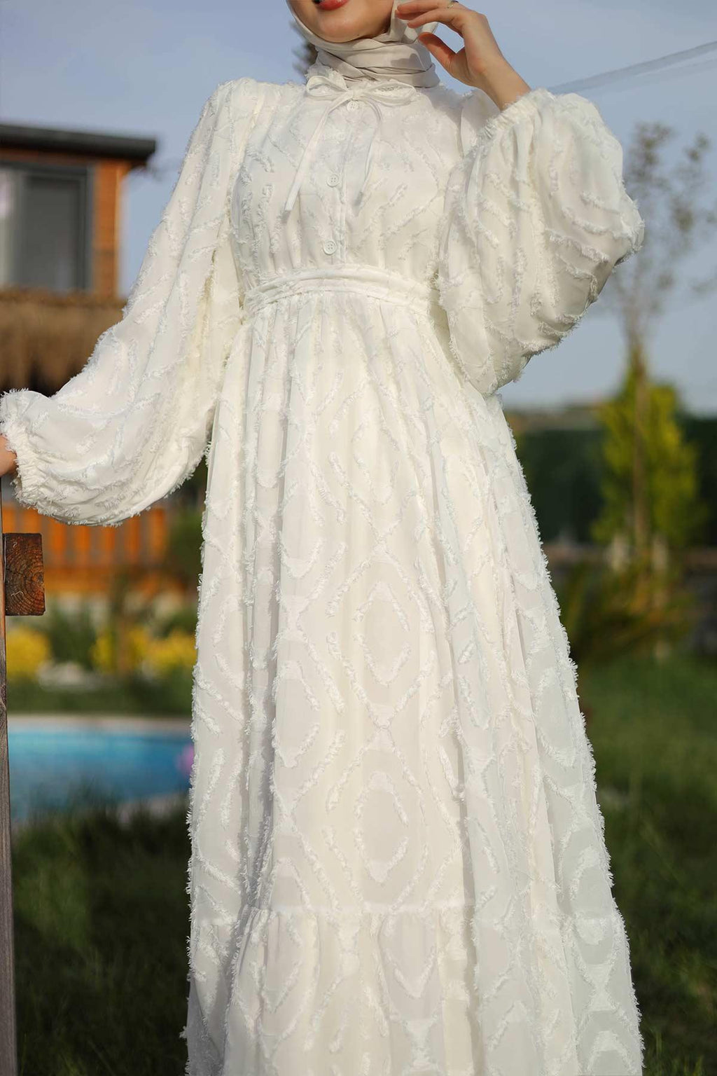 Rose Elbise Ekru