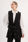 Royal Stone Detailed Lined Suit - Black