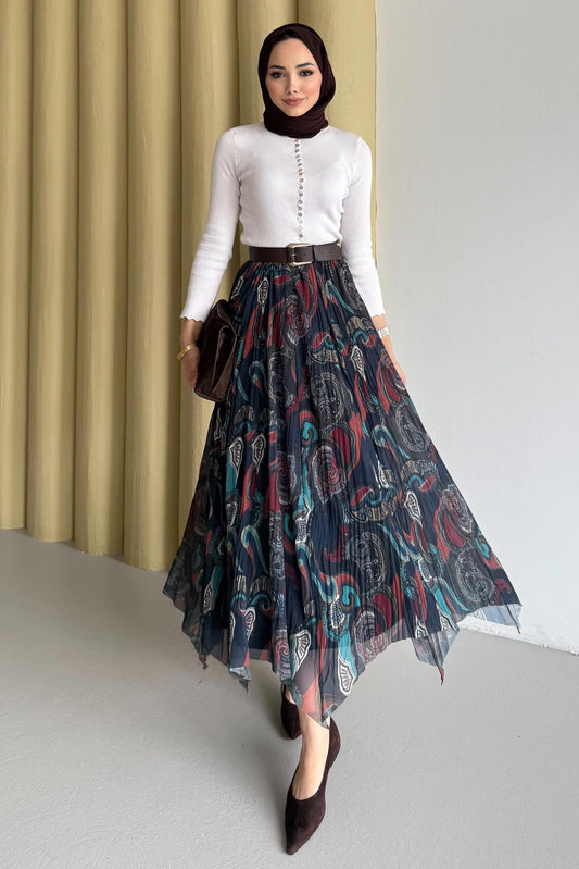 Şal Desen Etek Siyah