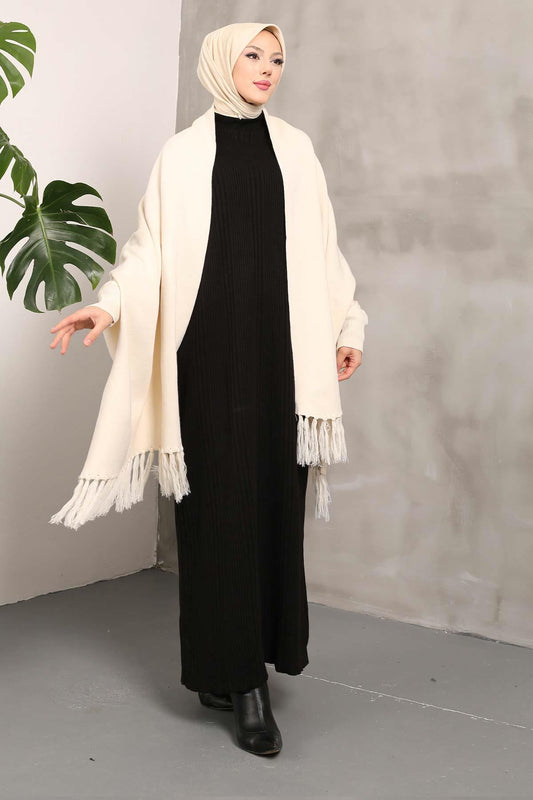 Shawl Poncho Beige