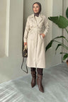Sara Leather Trench Coat Beige