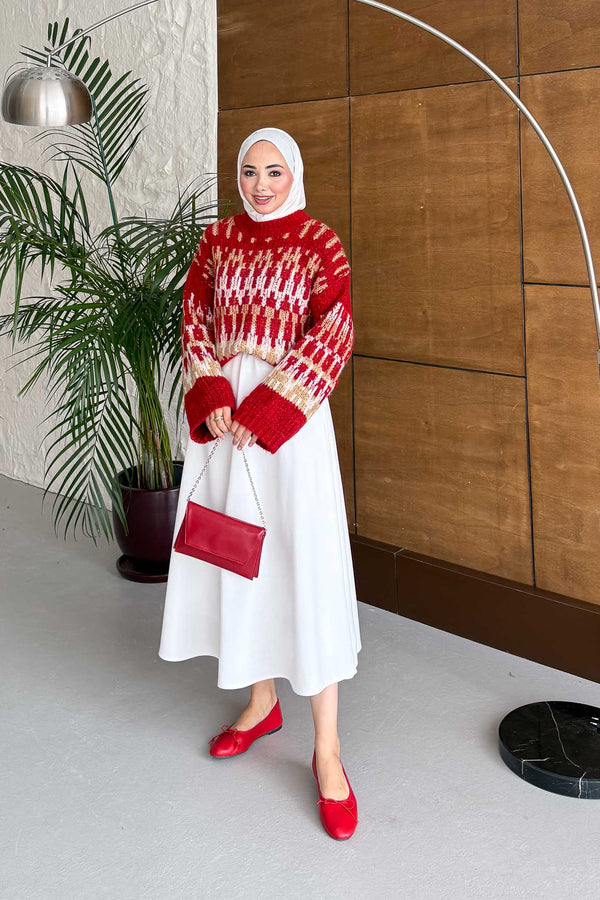 Selanik Triko Tunik Kırmızı