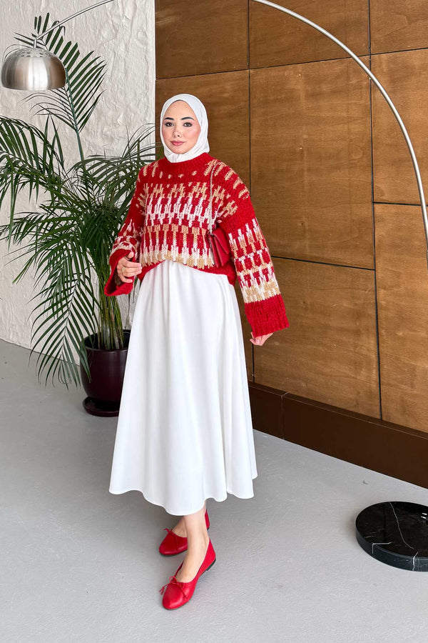 Selanik Triko Tunik Kırmızı