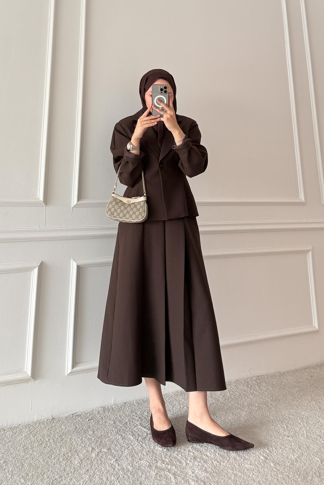 Sense Ceketli Takım Kahverengi