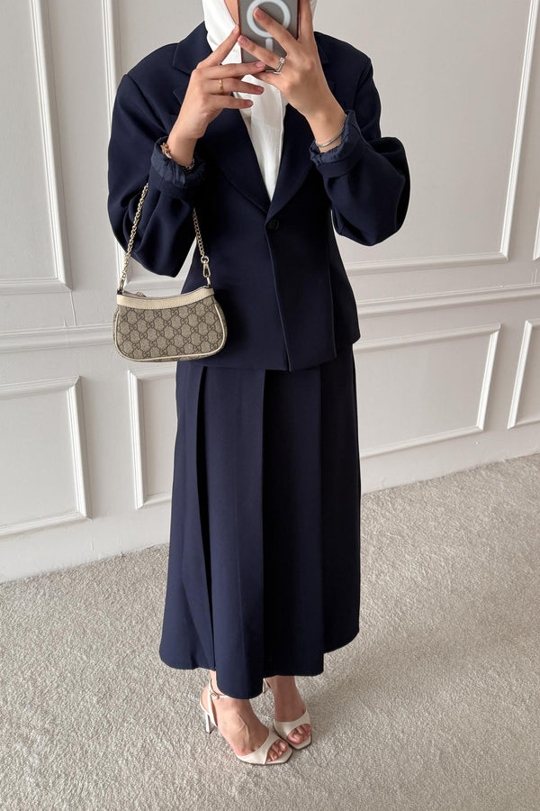 Ajda Pleated Skirt Set Petrol