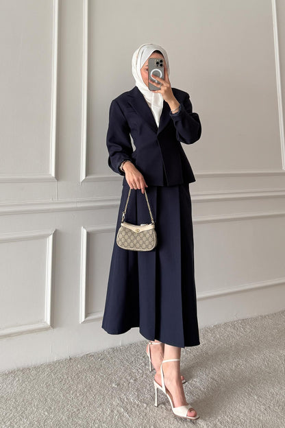 Ajda Pleated Skirt Set Petrol