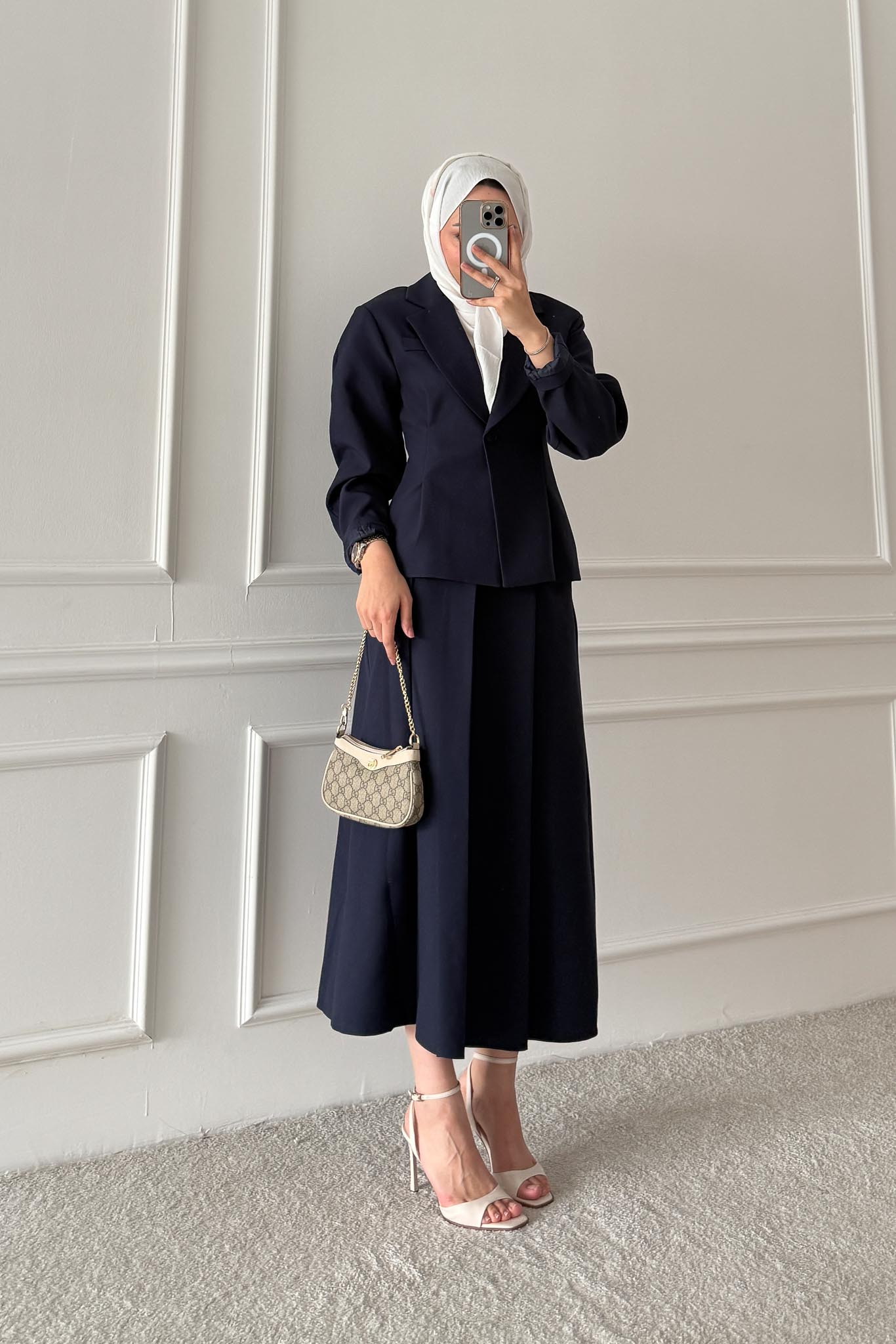 Ajda Pleated Skirt Set Petrol