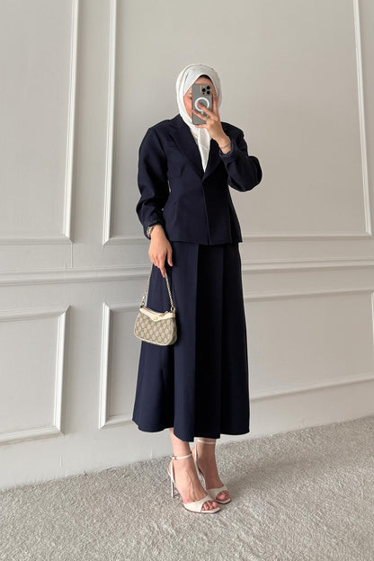 Ajda Pleated Skirt Set Petrol