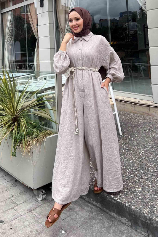 Serena Linen Jumpsuit Ash