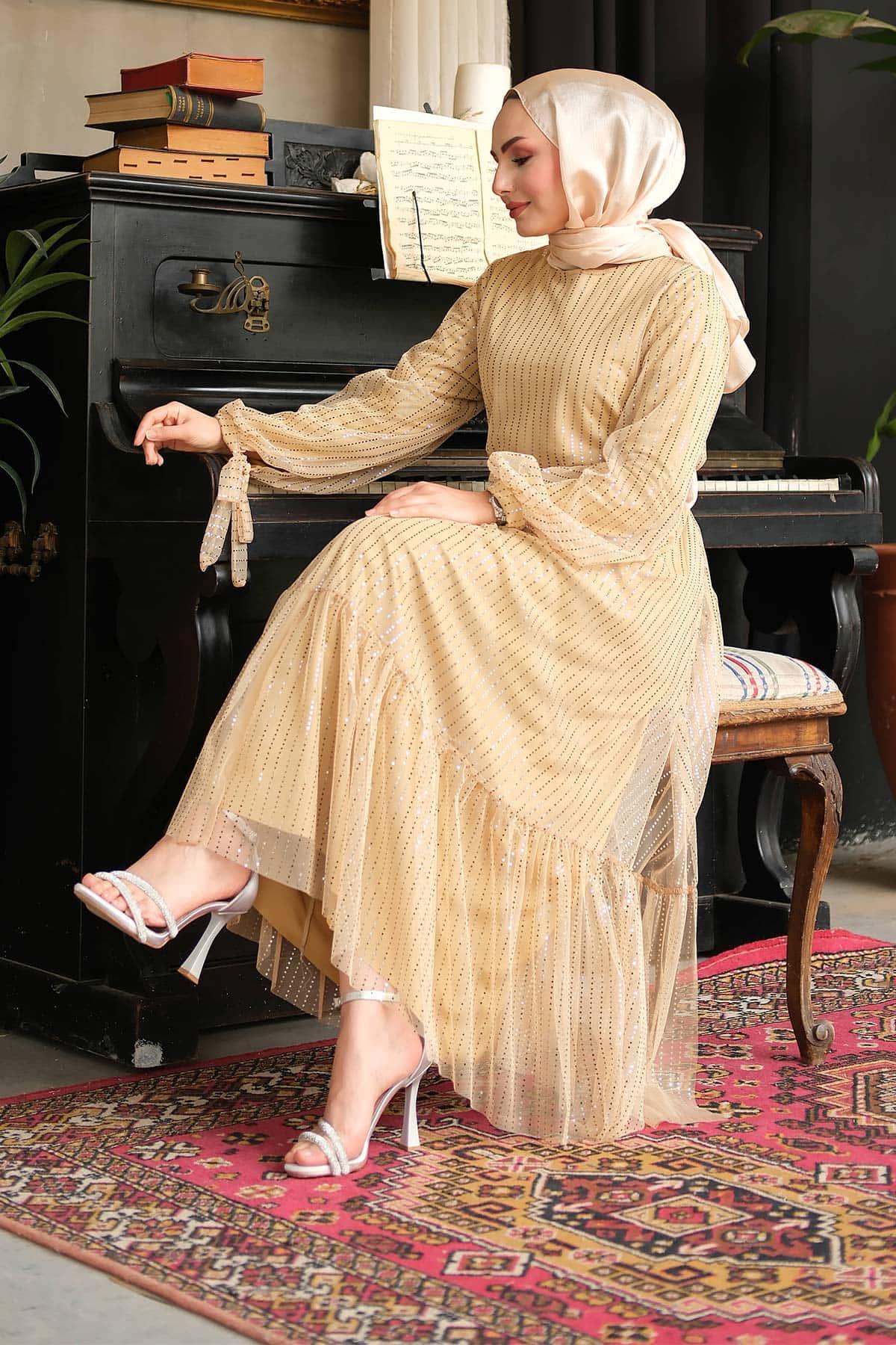 Shine Evening Dress Gold