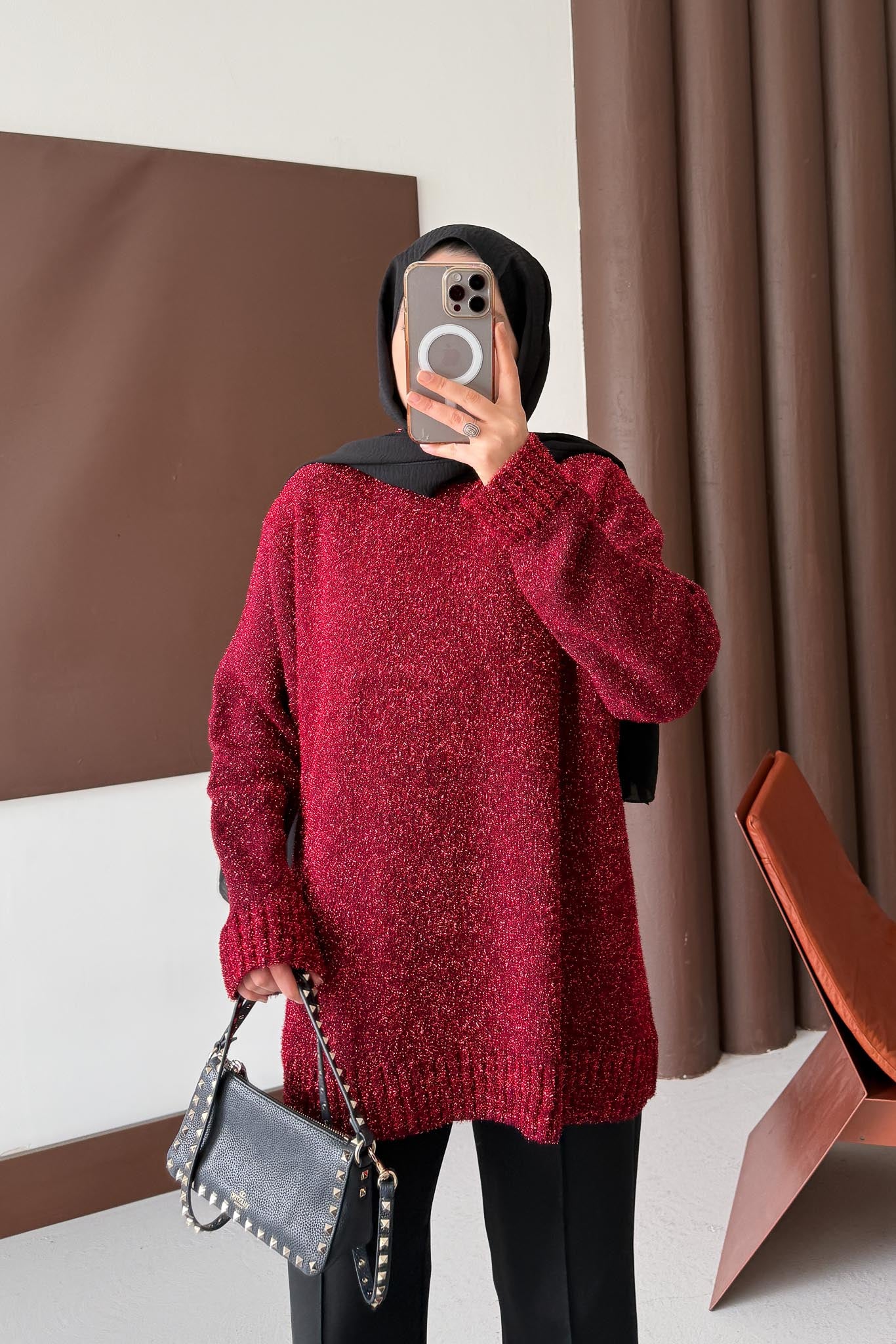 Parıltı Tunik Kırmızı