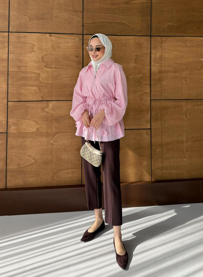 Shine Papatyalı Tunik Pembe