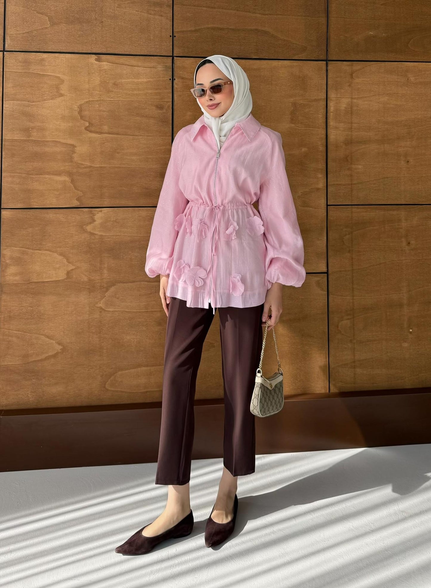 Shine Papatyalı Tunik Pembe