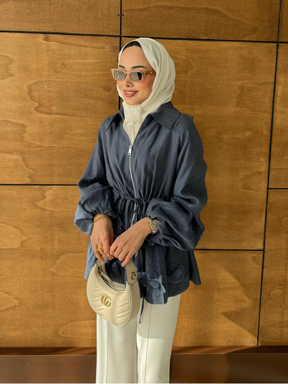 Shine Papatyalı Tunik Lacivert