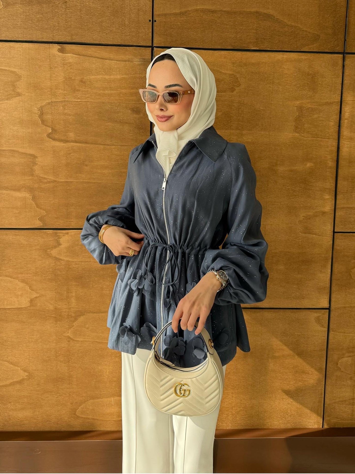 Shine Papatyalı Tunik Lacivert