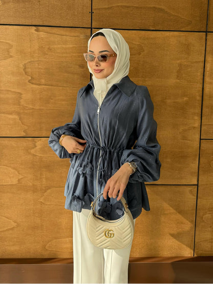 Shine Papatyalı Tunik Lacivert