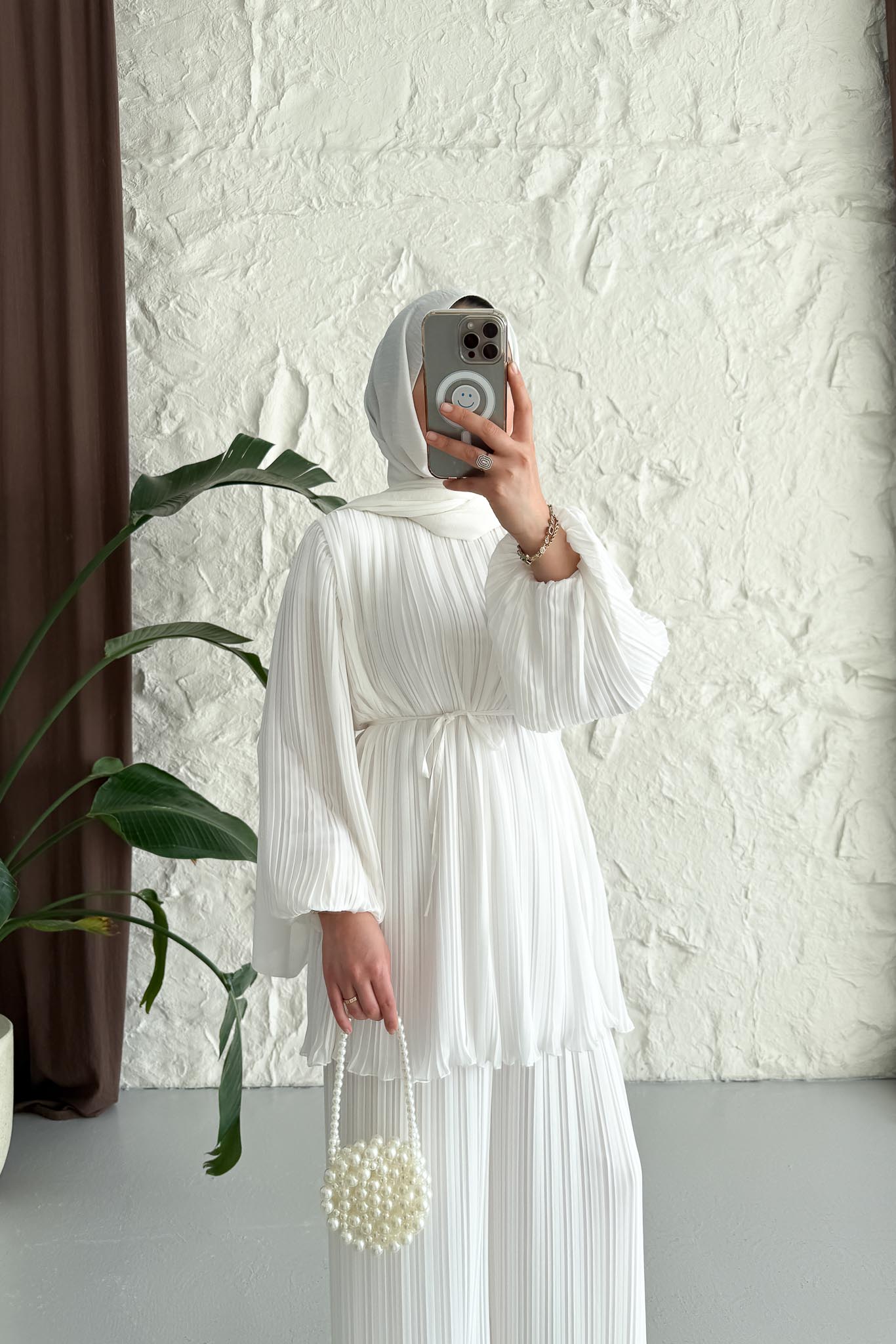 Seyran Pleated Dress Beige