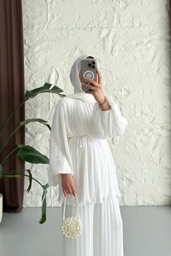 Seyran Pleated Dress Beige