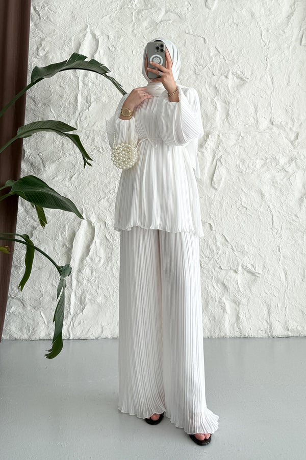 Seyran Pleated Dress Beige