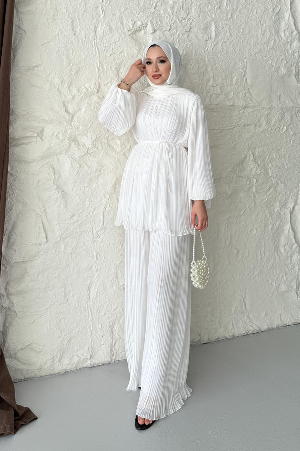 Seyran Pleated Dress Beige