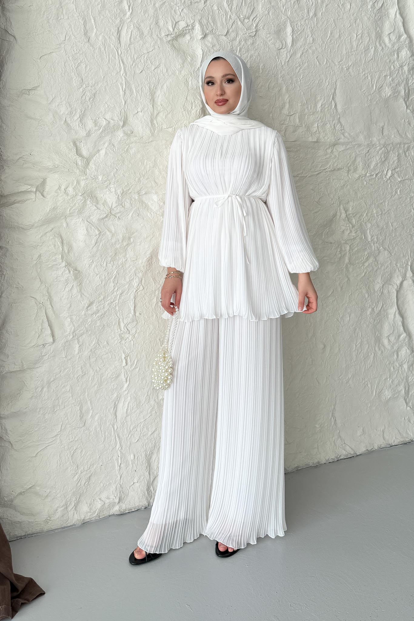 Seyran Pleated Dress Beige