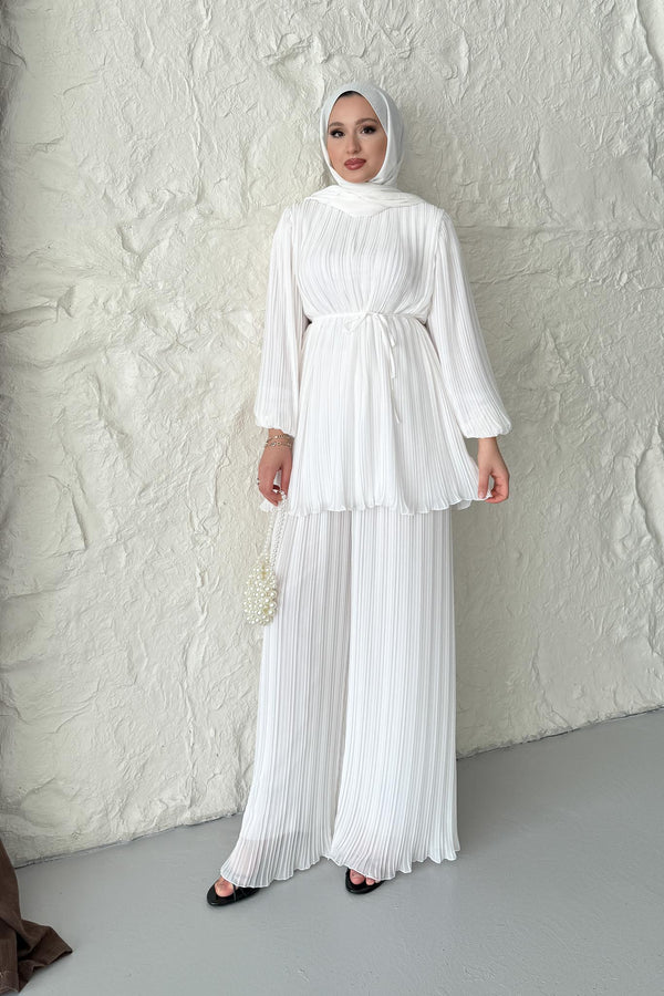 Seyran Pleated Dress Beige
