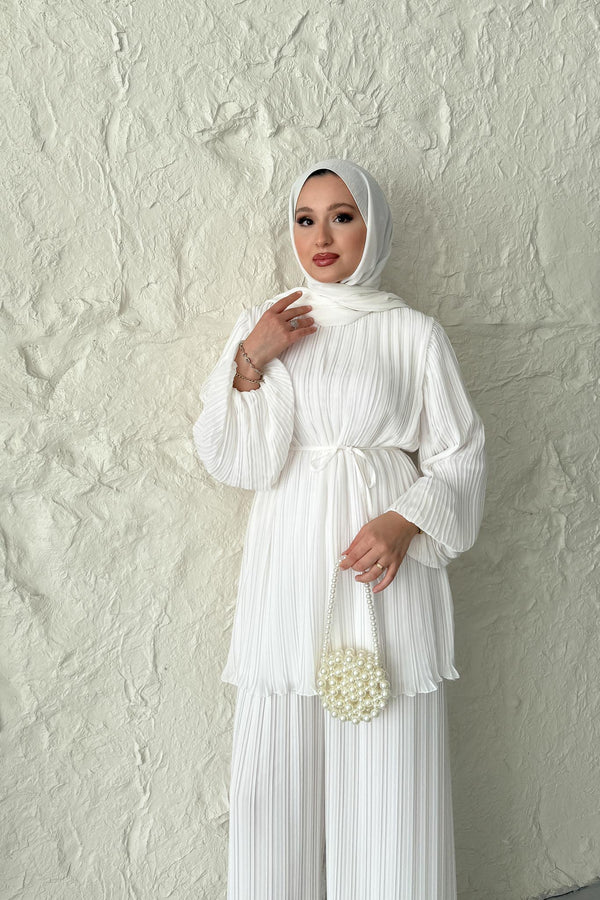 Seyran Pleated Dress Beige