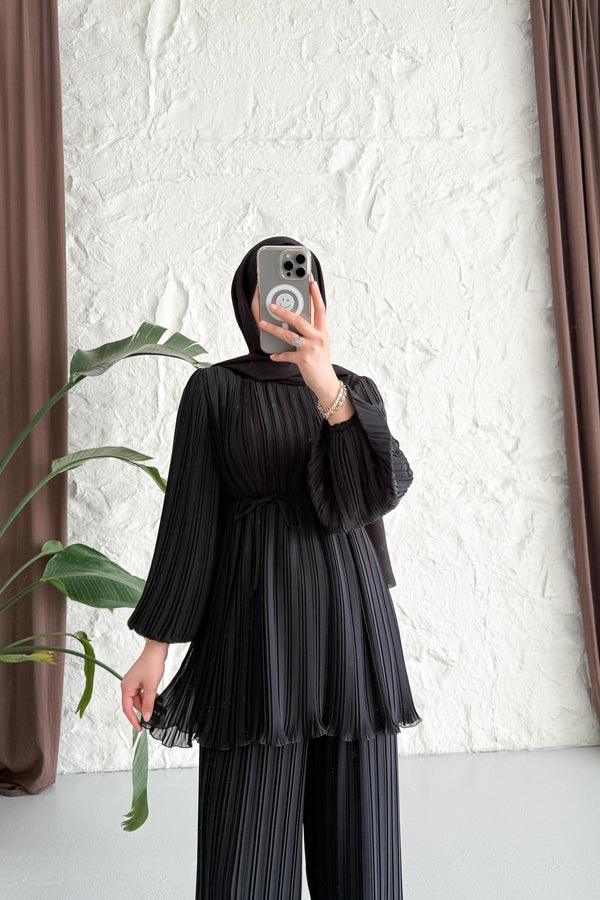 Seyran Pleated Dress Beige