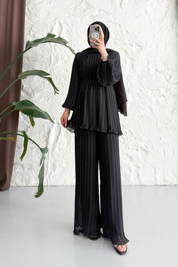 Seyran Pleated Dress Beige