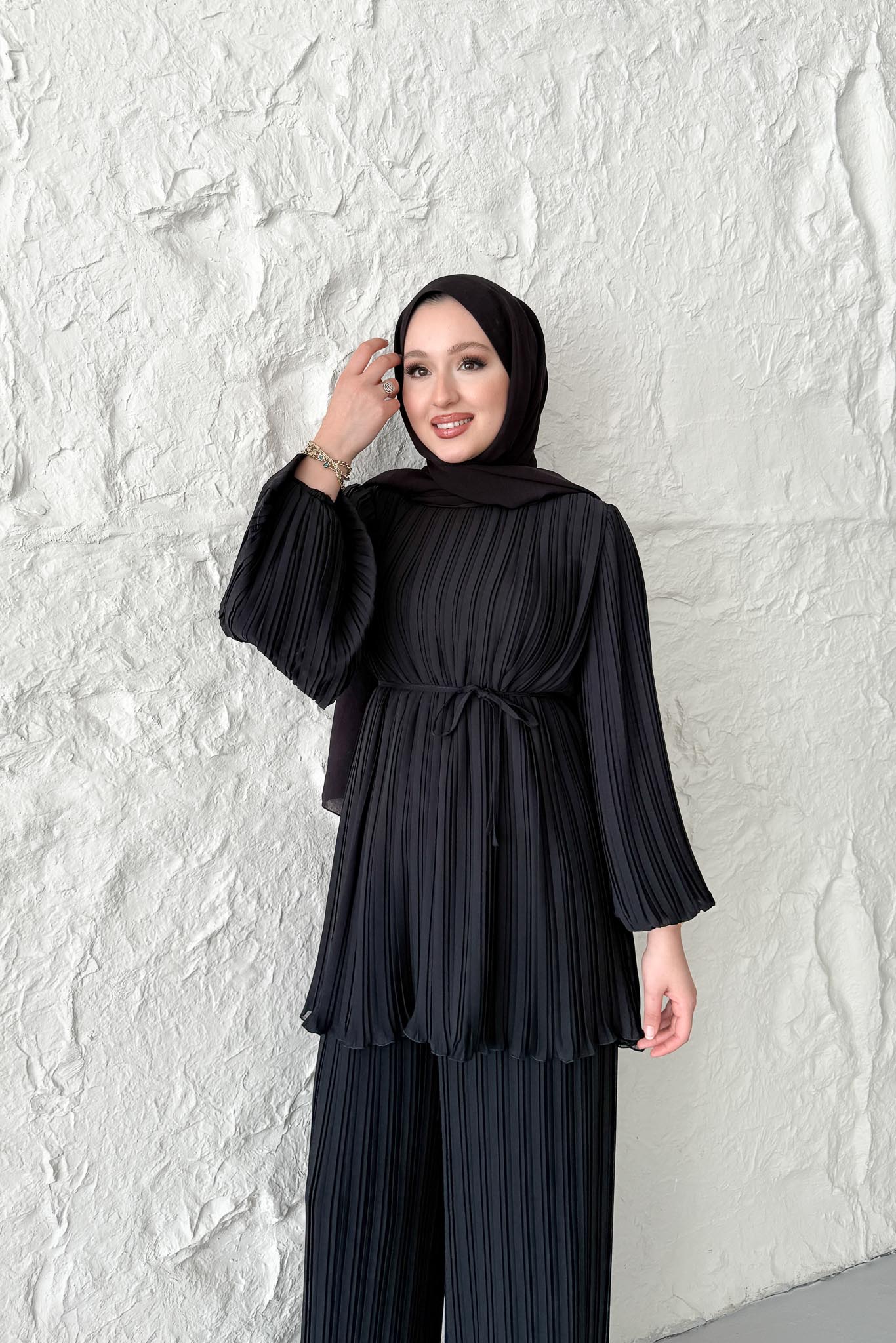 Seyran Pleated Dress Beige