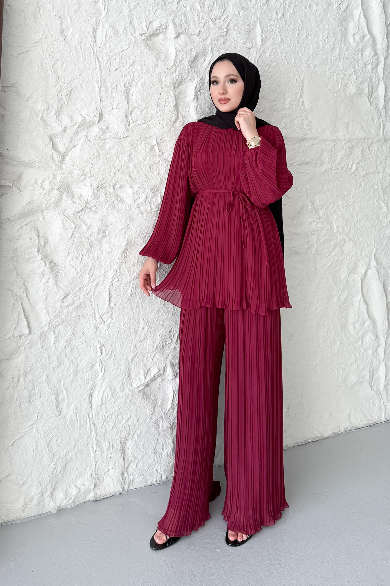 Seyran Pleated Dress Beige