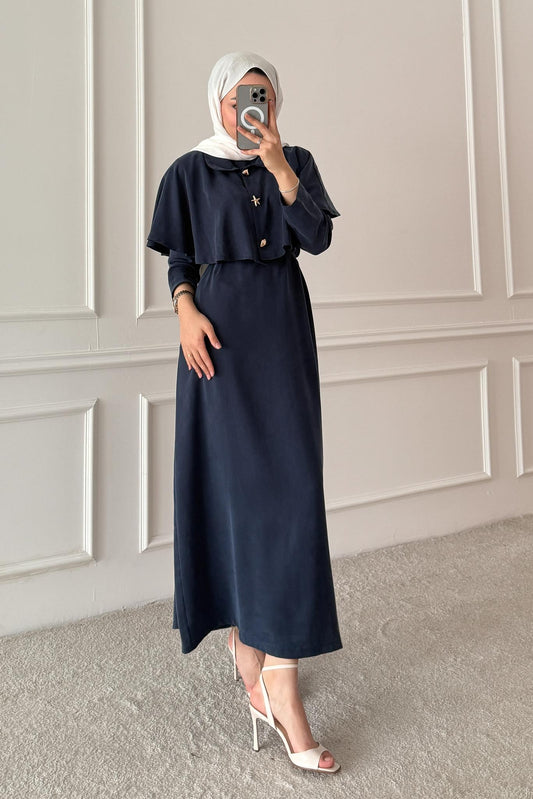 Sofia Broşlu Elbise Lacivert