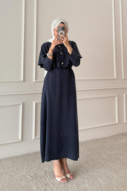 Sofia Broşlu Elbise Lacivert