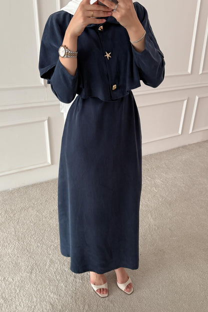 Sofia Broşlu Elbise Lacivert