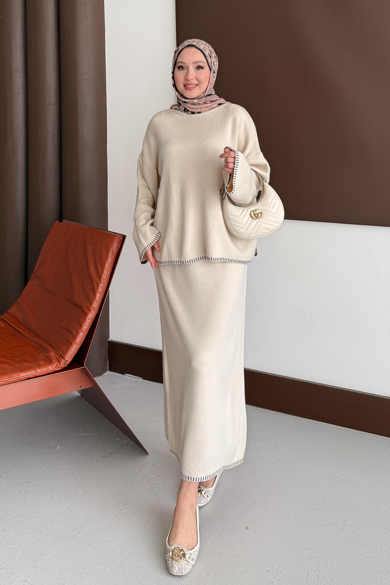 Minimal Balloon Sleeve Suit Gray