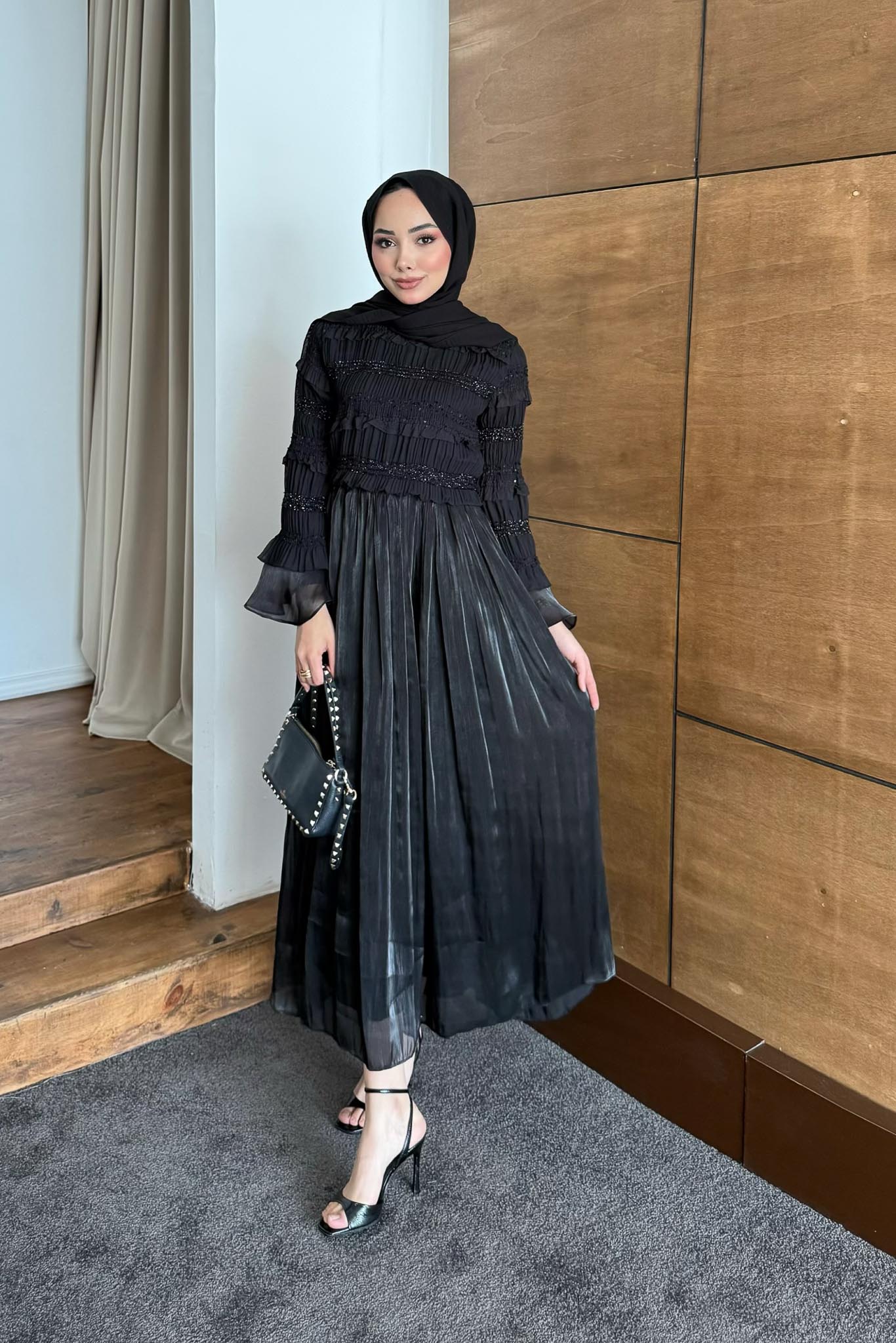Ajda Pleated Skirt Set Petrol