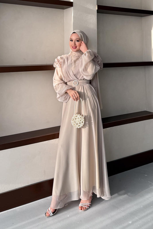 Fairy Diamond Evening Dress Beige