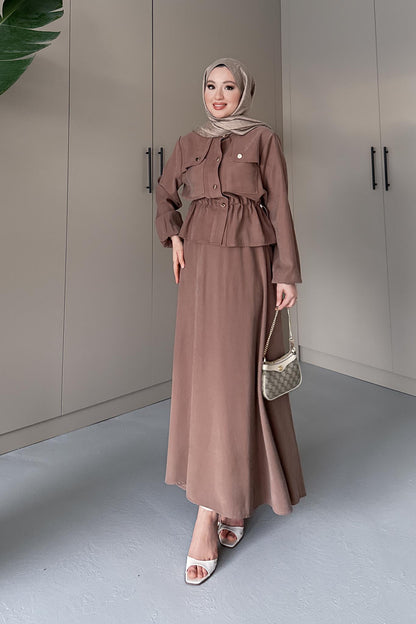 Glarmi Düğmeli Takım Vizon