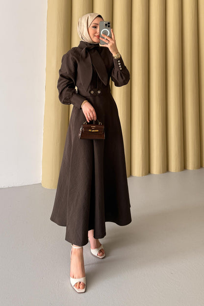 Cupra Fularlı Takım Kahverengi