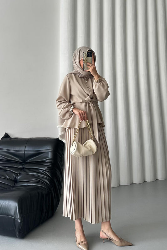 Ajda Pleated Skirt Set Petrol