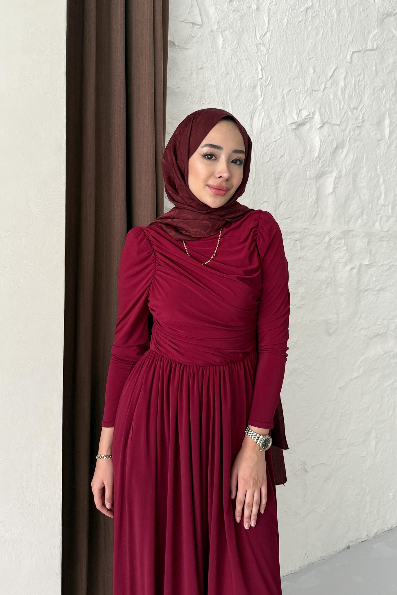 Seyran Pleated Dress Beige