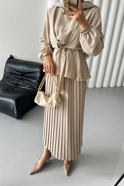 Ajda Pleated Skirt Set Petrol