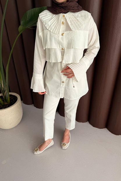 Piliseli Gömlek Ekru