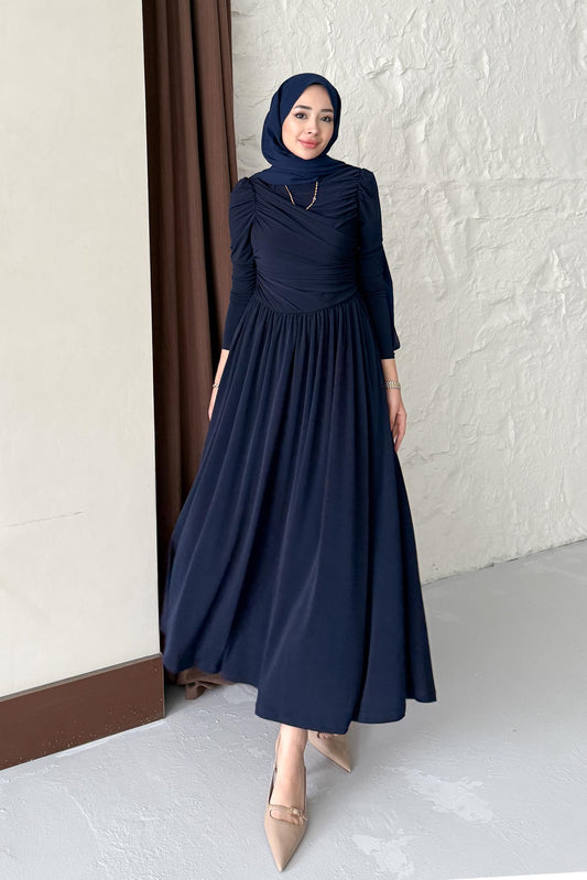 Seyran Pleated Dress Beige
