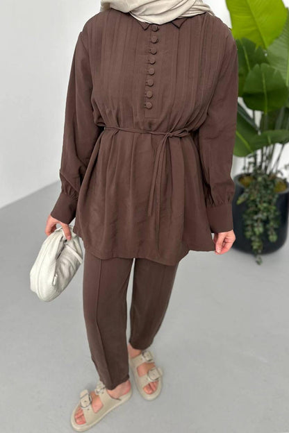 Ajda Pleated Skirt Set Petrol