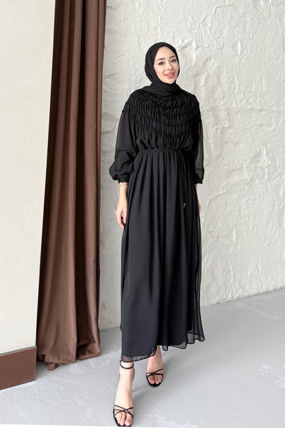 Seyran Pleated Dress Beige