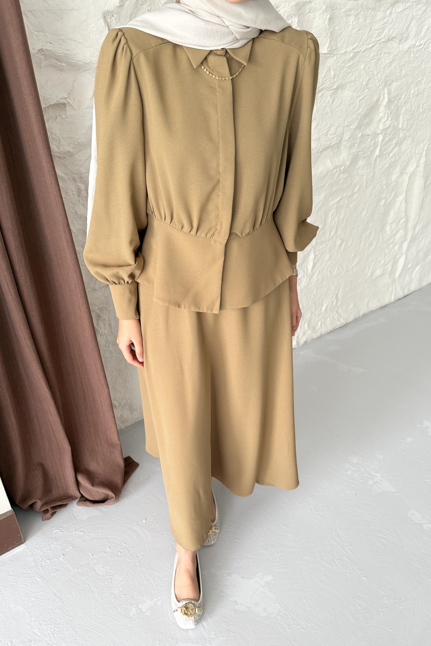 Ajda Pleated Skirt Set Petrol