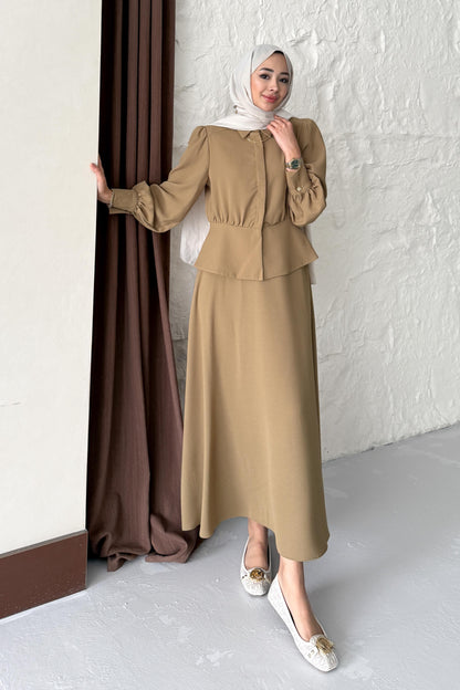 Ajda Pleated Skirt Set Petrol