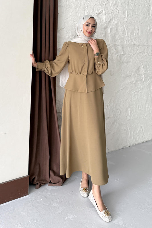 Ajda Pleated Skirt Set Petrol